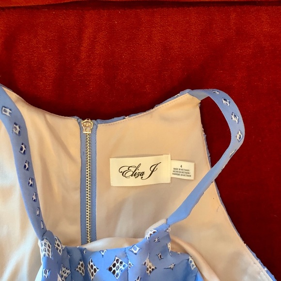 Eliza J Blue And White Peep Lace Dress POCKETS​ - Picture 5 of 5